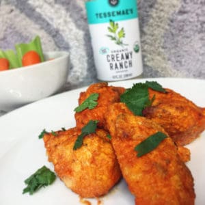 These crispy buffalo chicken tenders have a delicious spicy kick without any frying. #paleo #whole30 #keto