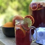 fruit sangria mocktail in a mason jar