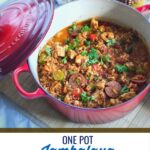 This one pot jambalaya is hearty, filling and makes a great meal to prep in large batches and is friendly with whole30, low-carb and gluten free diets. #whole30 #lowcarb #glutenfree #keto