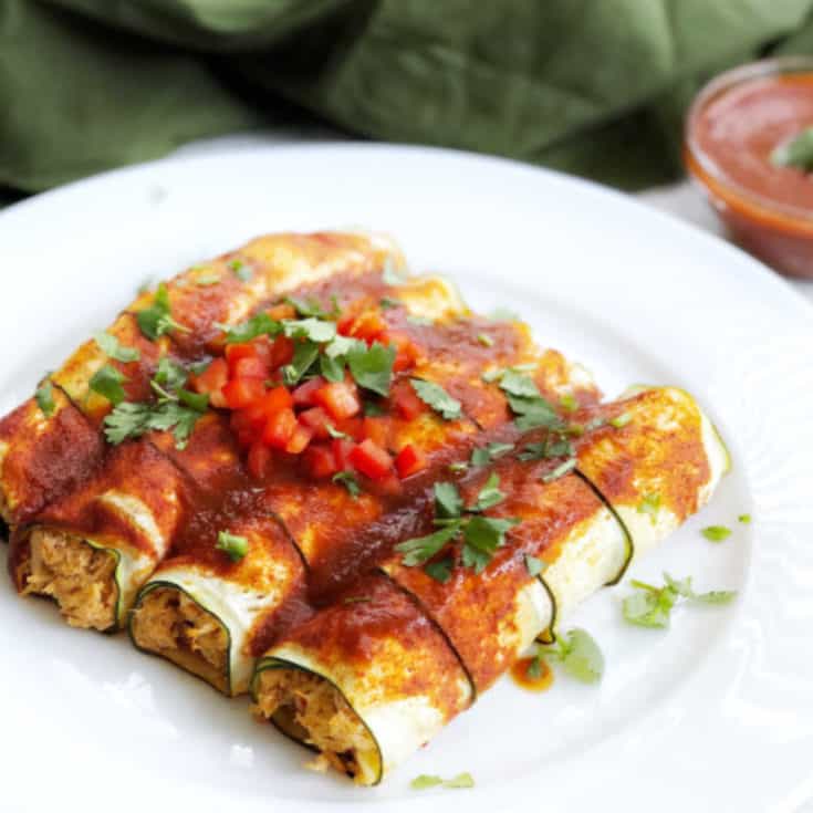 Chicken Zucchini Enchiladas | Tortillas Made With Sliced Zucchini