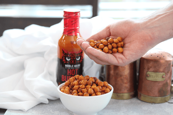 These crispy buffalo chickpeas are a healthy crunchy snack that packs a buffalo spicy kick. They can be roasted in the oven or cooked using your air fryer. 