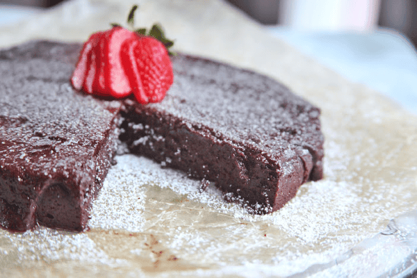 This flourless chocolate cake has simple ingredients and is easy to put together. Naturally gluten free, this cake is dense, fudgy and a hit for parties. #glutenfree #dessert #cake This flourless chocolate cake has simple ingredients and is easy to put together. Naturally gluten free, this cake is dense, fudgy and a hit for parties. #glutenfree #dessert #cake