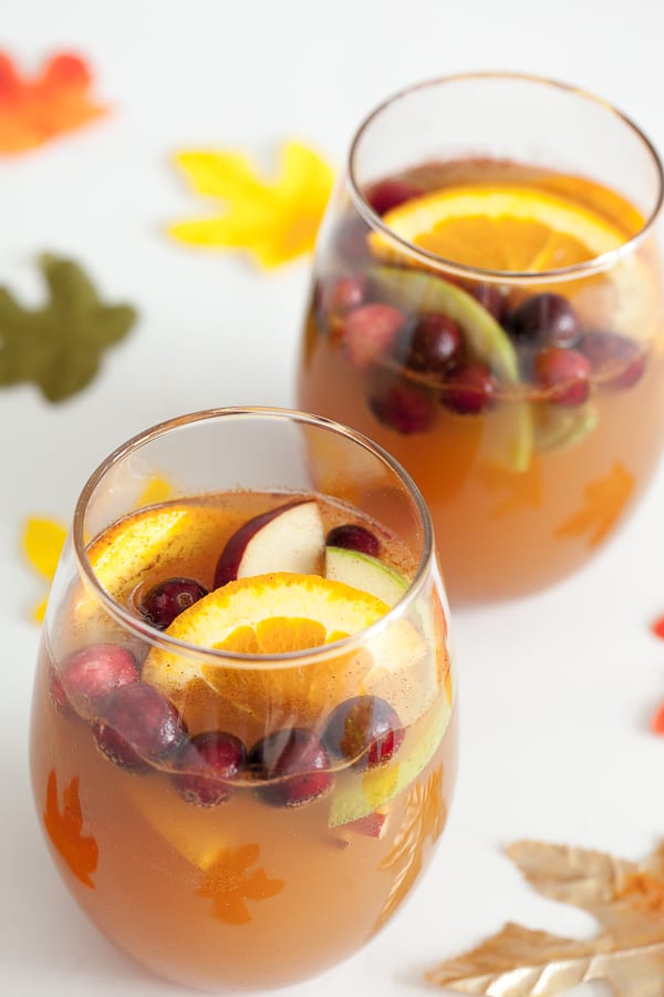 Thanksgiving punch in a wine glass