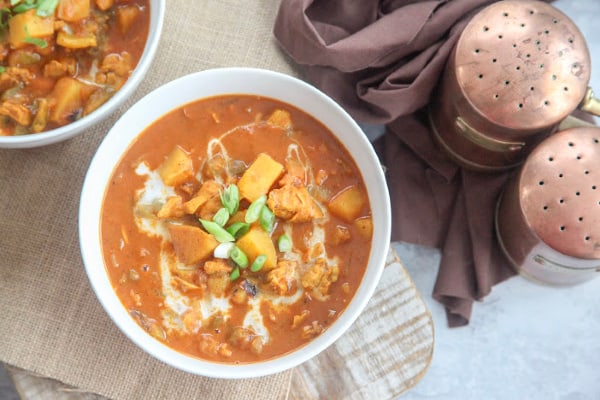 This Chicken Tikka Masala is a spicy warm tomato curry that everyone will love. Made with chicken, tomato sauce, vegetables and some indian spices it is perfect for paleo and whole30 ways of eating. 