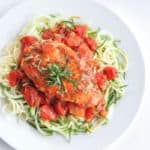 This tomato basil chicken makes a perfect easy pan marinara sauce that anyone can accomplish. Using canned crushed tomatoes, basil, garlic, onion it is low carb, paleo, gluten free and whole30 compliant.