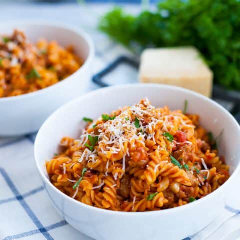 Instant Pot Pasta with Meat Sauce | One Pot Meal (gluten free)