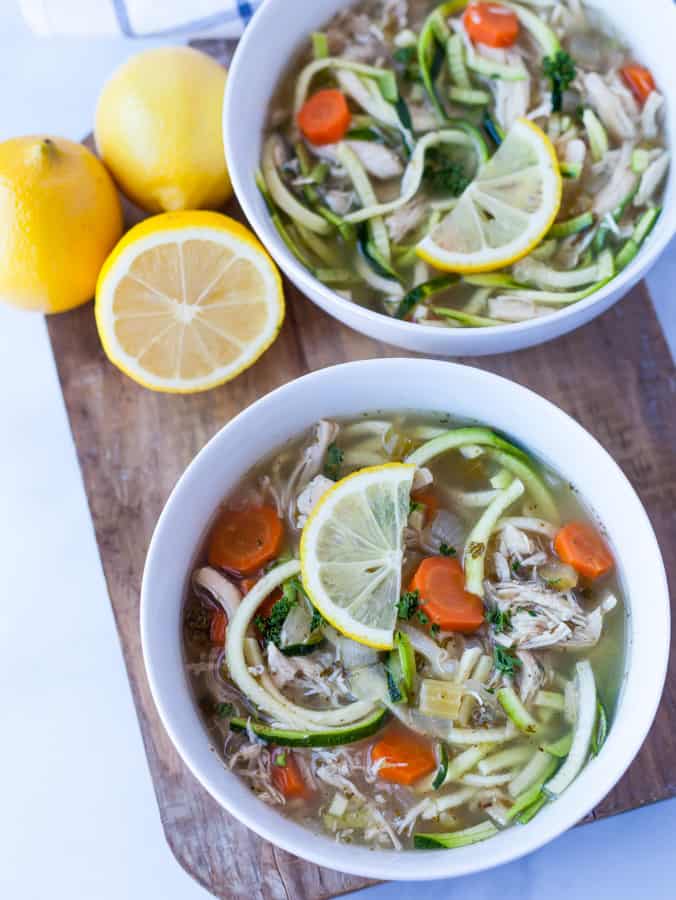 Easy Slow Cooker Lemon Chicken Soup | Low Carb Chicken Soup Recipe