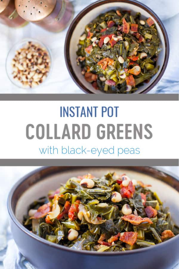 Instant Pot Collard Greens with Black eyed Peas PIN | Thyme & JOY