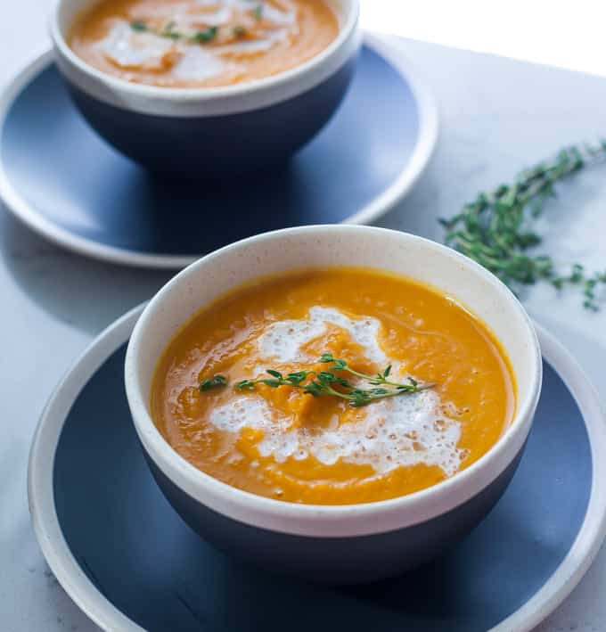 Vegan Carrot Ginger Soup | Thyme & JOY