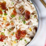 bacon ranch chicken salad in a bowl