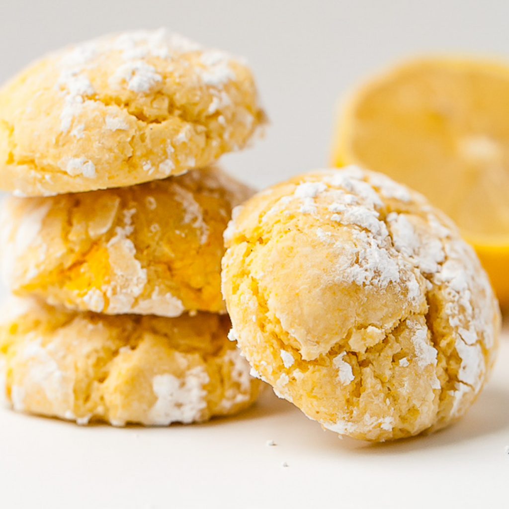 Lemon Crinkle Cookies (made with gluten free or all purpose flour)