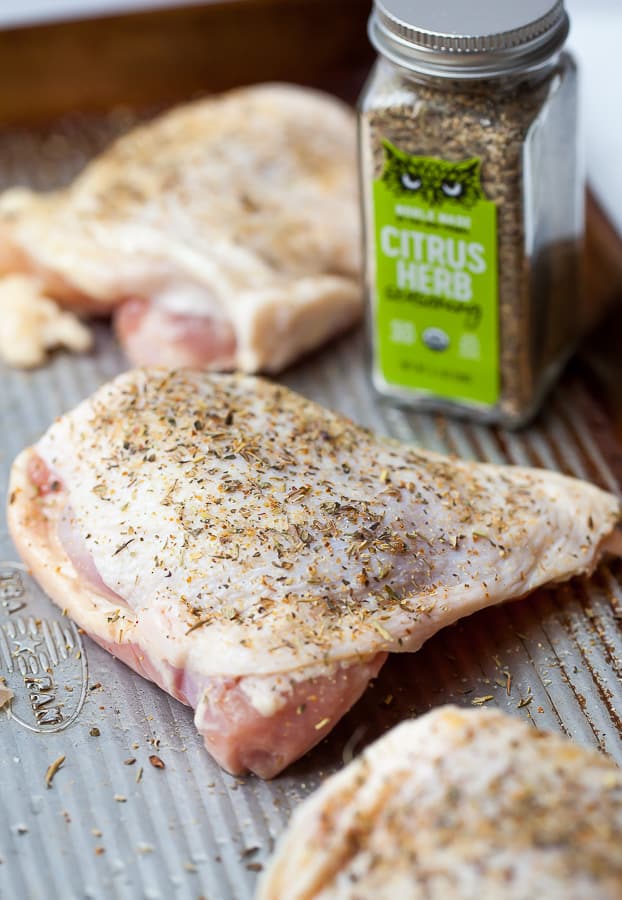 raw chicken thighs and citrus herb seasoning