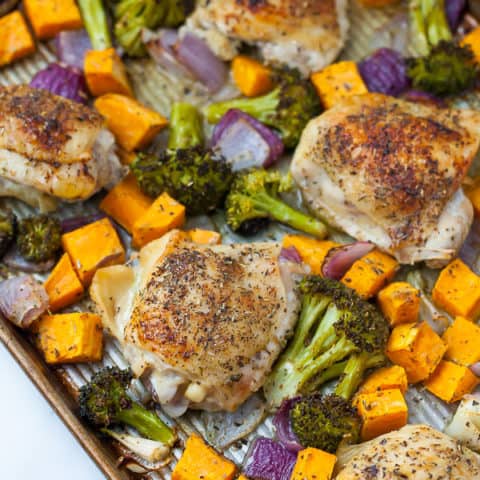 Sheet Pan Chicken Thighs With Roasted Vegetables