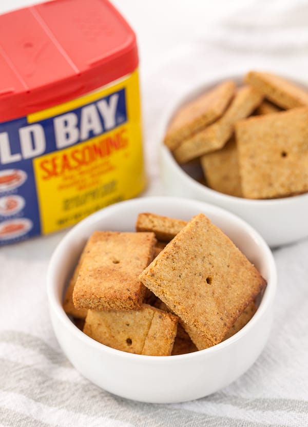 keto almond flour crackers with old bay seasoning
