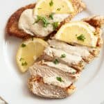 Creamy Lemon Chicken on a white plate
