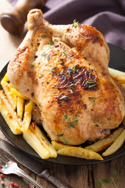 Instant Pot Frozen Whole Chicken and fries