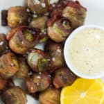 bacon wrapped brussels sprouts with aioli