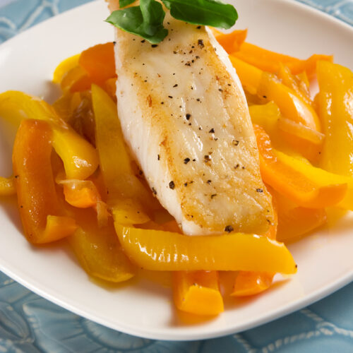 chilean sea bass with peppers