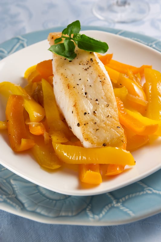 chilean sea bass with peppers