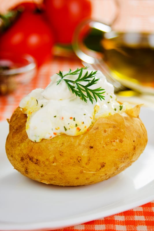 baked potato with sour cream