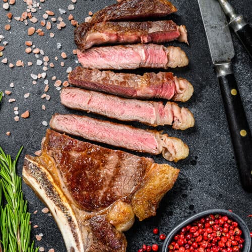 bone in ribeye sliced