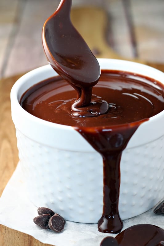 chocolate ganache in a ramekin