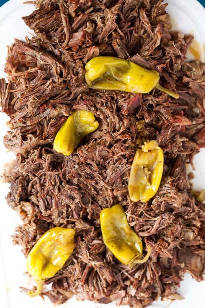 shredded beef with pepperoncini