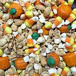 candy corn snack mix with peanuts and white chocolate