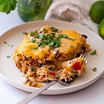 chicken enchilada casserole on a plate