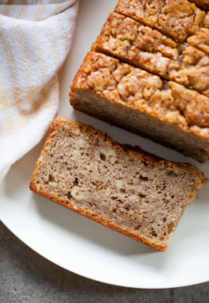 sliced banana bread on a plate